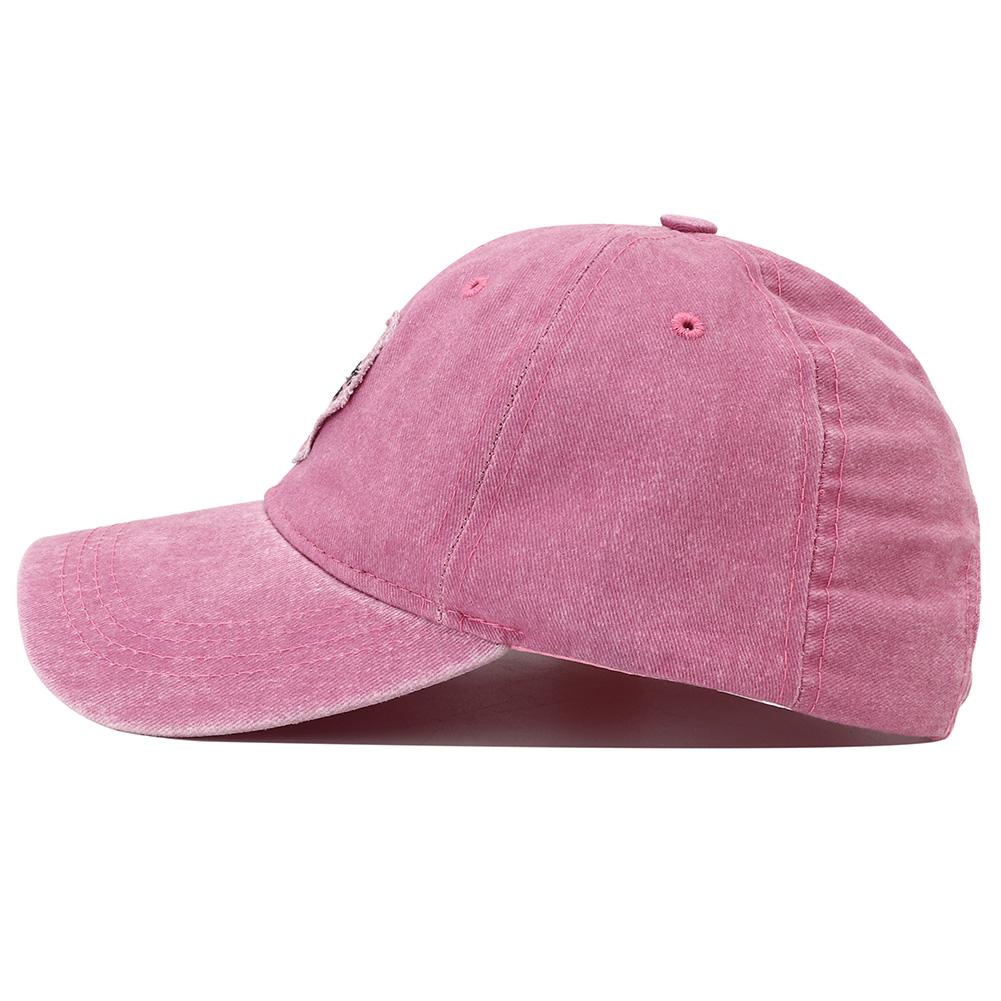 Cotton Washed Hat Snapback Adjustable Women For Cap Baseball Pink Black Stitched Stitching Embroidered Heart Love Womens Neutral Gender  Men Hats