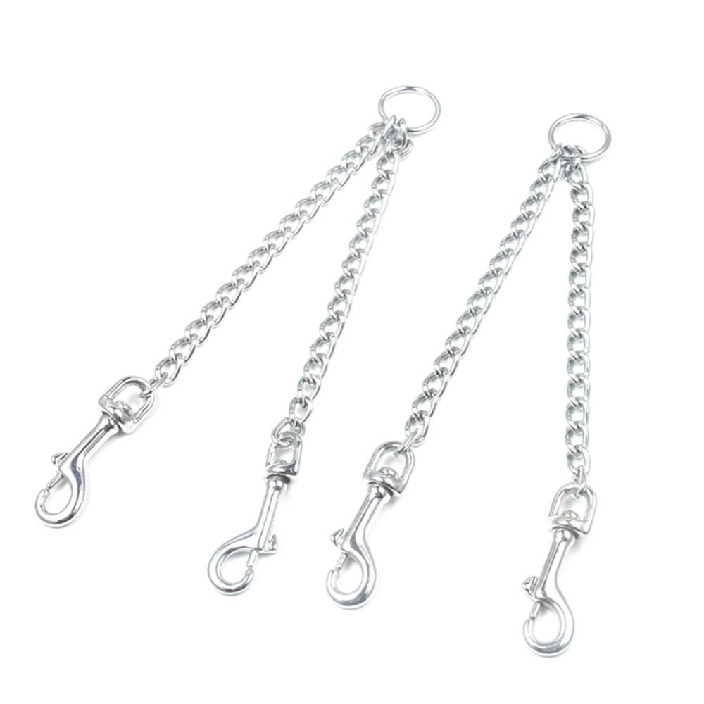 Metal Clasp Dual Dog Coupler Multi Sizes Option Metal Dog Chain Pet Traction Rope Pet Park Visit