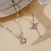2pcs/set Zircon Heart Pendant Necklace Crystal Angel Wing Collarbone Chain for Women Girl Aesthetic Jewelry Long Chain