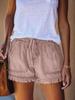 Tassel Elastic Waist Mid-Rise Denim Cotton Women's Shorts