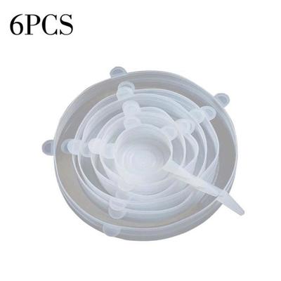 6 Pieces Stretchable Silicone Lids BPA-Free 6 Different Sizes for Microwave-Oven-Fridge-Dishwasher