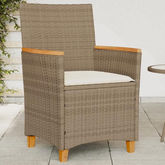 VidaXL Set of 2 Garden Chairs with Cushions, Seats with Armrests, Patio Terrace Armchairs, Modern, Beige Resin 368722