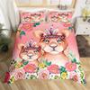 Cartoon-Tier-Bettbezug-Set Zoo Sikahirsch Mikrofaser Rosa Blumig Bettwäsche Einzelbett Twin Für Mädchen Jungen