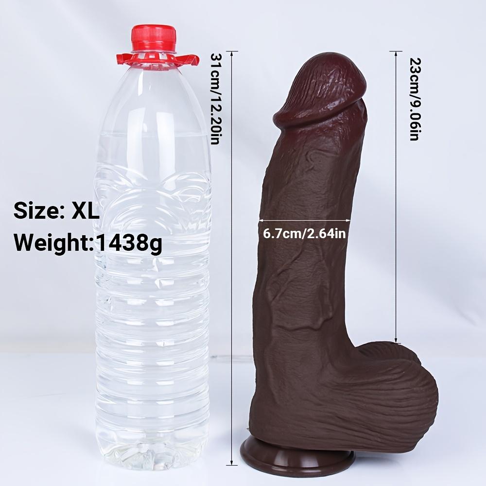 Extra Large Realistic Brown Dildo, Soft Liquid Silicone Sex Toy with Strong Suction Cup, Hands-Free G-Spot and Anal Pleasure for Women and Couples