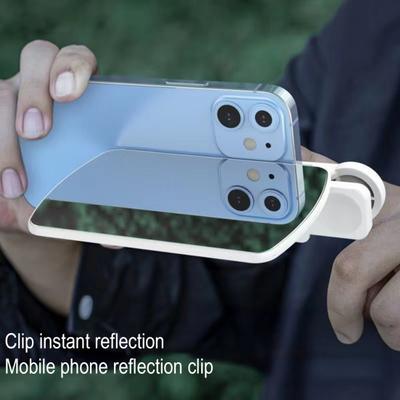 Reflection Photo Mirror for Smartphones Universal Clip-on Glass Lens Adjustable Glass Vertical Clip On Selfie Mirror for Travel & Selfie Photography