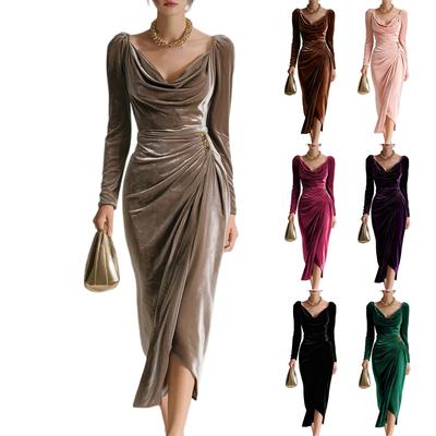 Elegantes und figurbetontes Langarm-Freizeitkleid für Damen