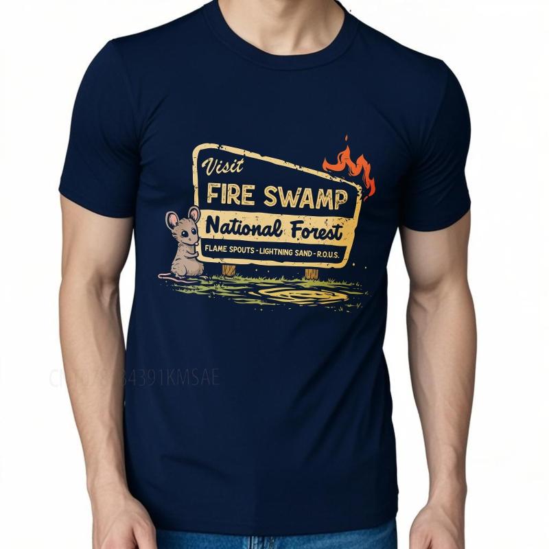 Daily Wear Summer Men Tshirt Visit Fire Swamp National Forest Sign With Mouse Short Sleeve Adult ONeck Top Tees