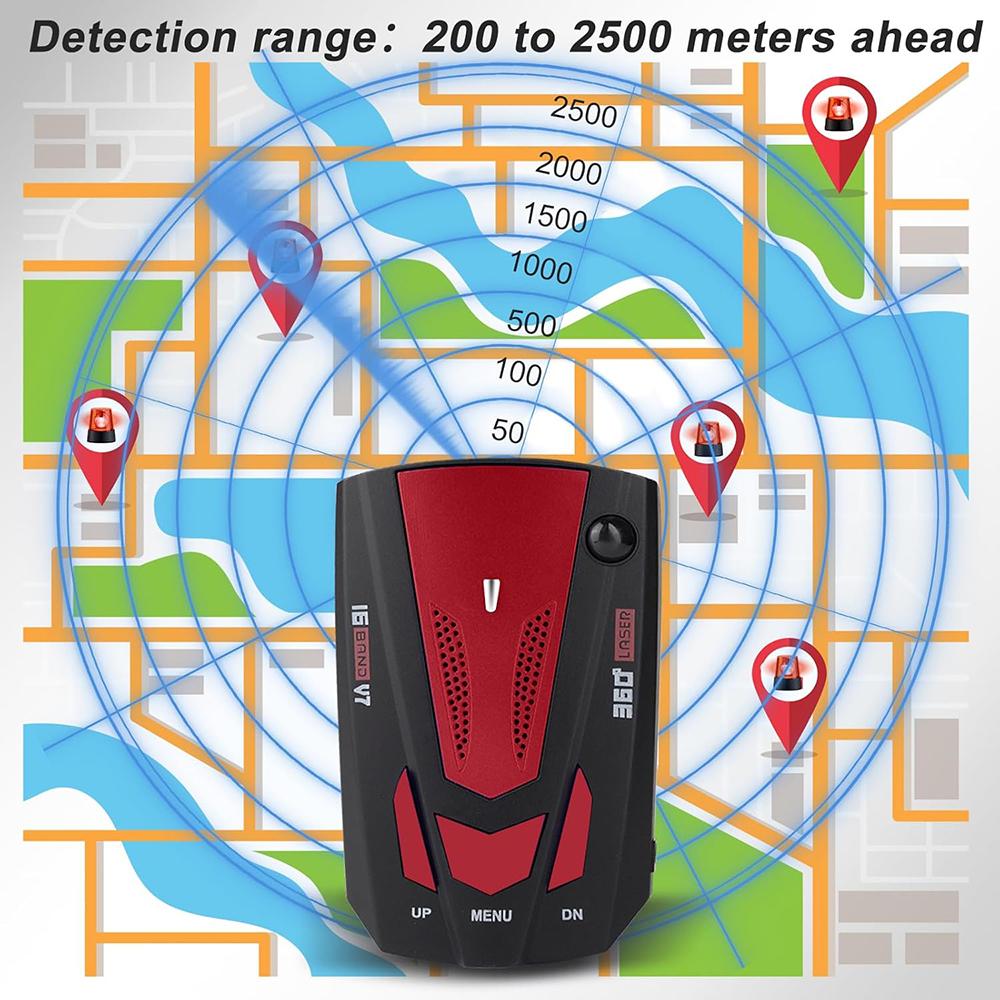 V7 Car Speed Radar Detector Electronic GPS Speed Alert System for Vehicle , Russian Language