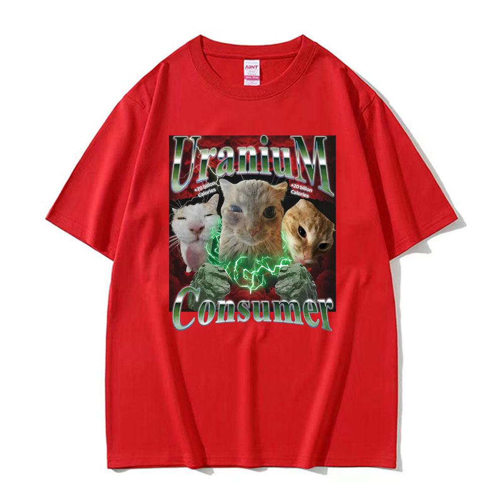 Funny Uranium Consumer Chaotic Cat Meme T Shirts Unisex Women Harajuku Fashion Retro T Shirt Summer 100 Cotton Tshirts Streetwear XL