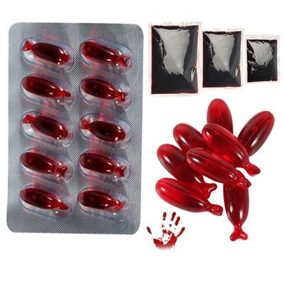 Schauspieler blutspuckend Spezialeffekte Make-up Halloween Simulations-Streich waschbar Falsches Blut Plasma Blutspuck-Kapsel Falsch bl