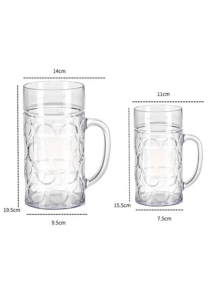 1PC 500ml/1000ml Creative Transparent Plastic Water Cup Large Capacity Anti-fall Beer Cup Home Office Bar Tea Juice Coffee Mugs