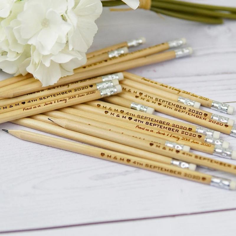 10pcs Personalized Engraved Wooden Pencils Custom Set of Pencils for Wedding Stationery Bachelorette Party Wedding Decorate Gift