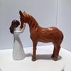 Equestrian Themed Statue Girl Embraces Horse Resin Craft Sculpture Collectible Ornament Home Accent for Horse Lover