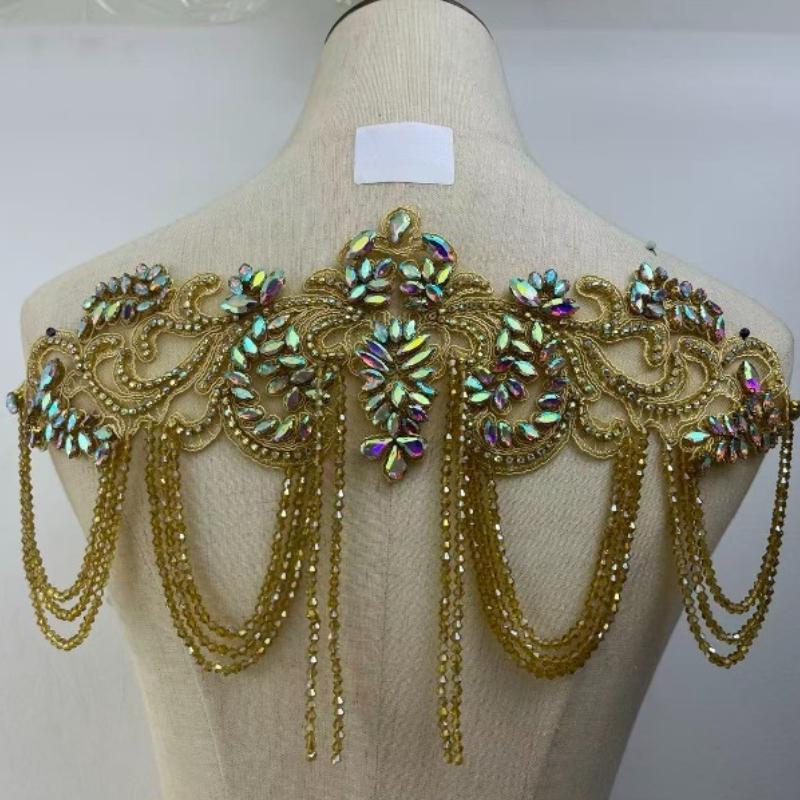 1 STÜCK Handgenähte Fransen Perlen Spitze Strass Applikationsaufnäher 26 Farben DIY Handgemacht Kleid Hochzeitskleid Bekleidungszubehör