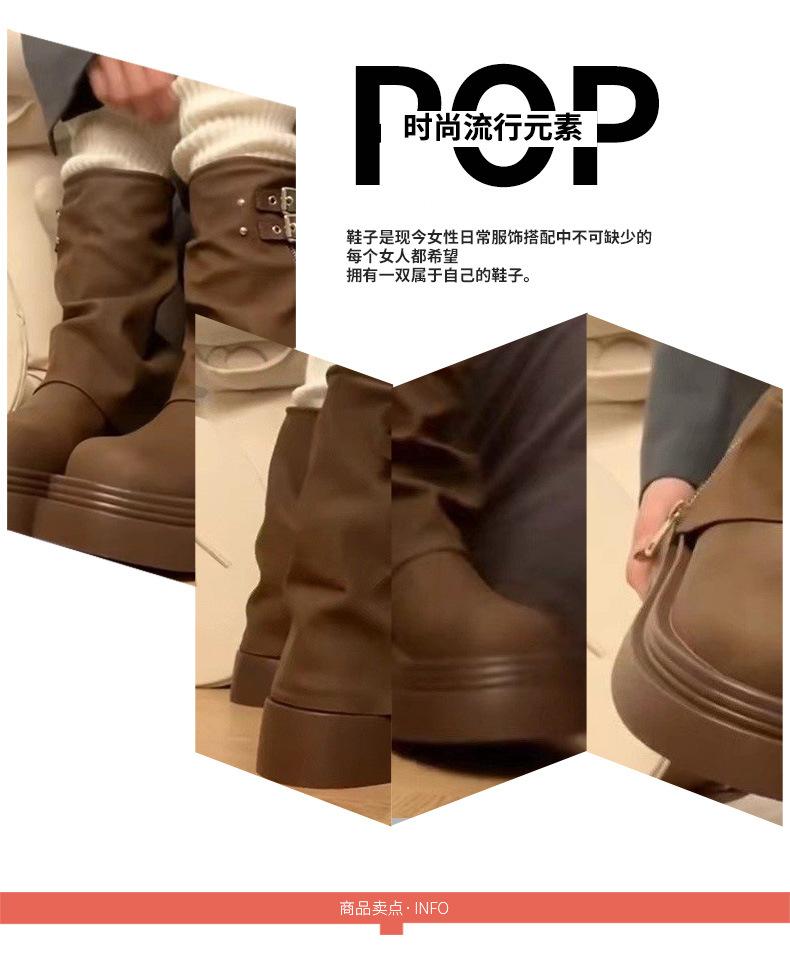 Fashion Short Boots 2025 Spring New Thick Soled Women's Boots High Heels Women's Retro British Style Short Boots Women