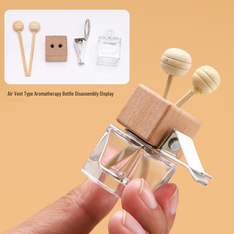 Transparent Square Glass Car Diffuser Bottle with Refillable Lanyard Pendant