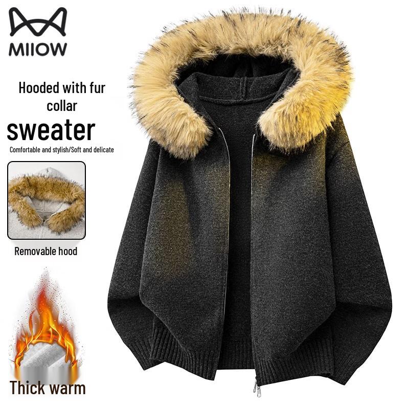 MiiOW Men s Plush Lined Hooded Cardigan L 4140₽