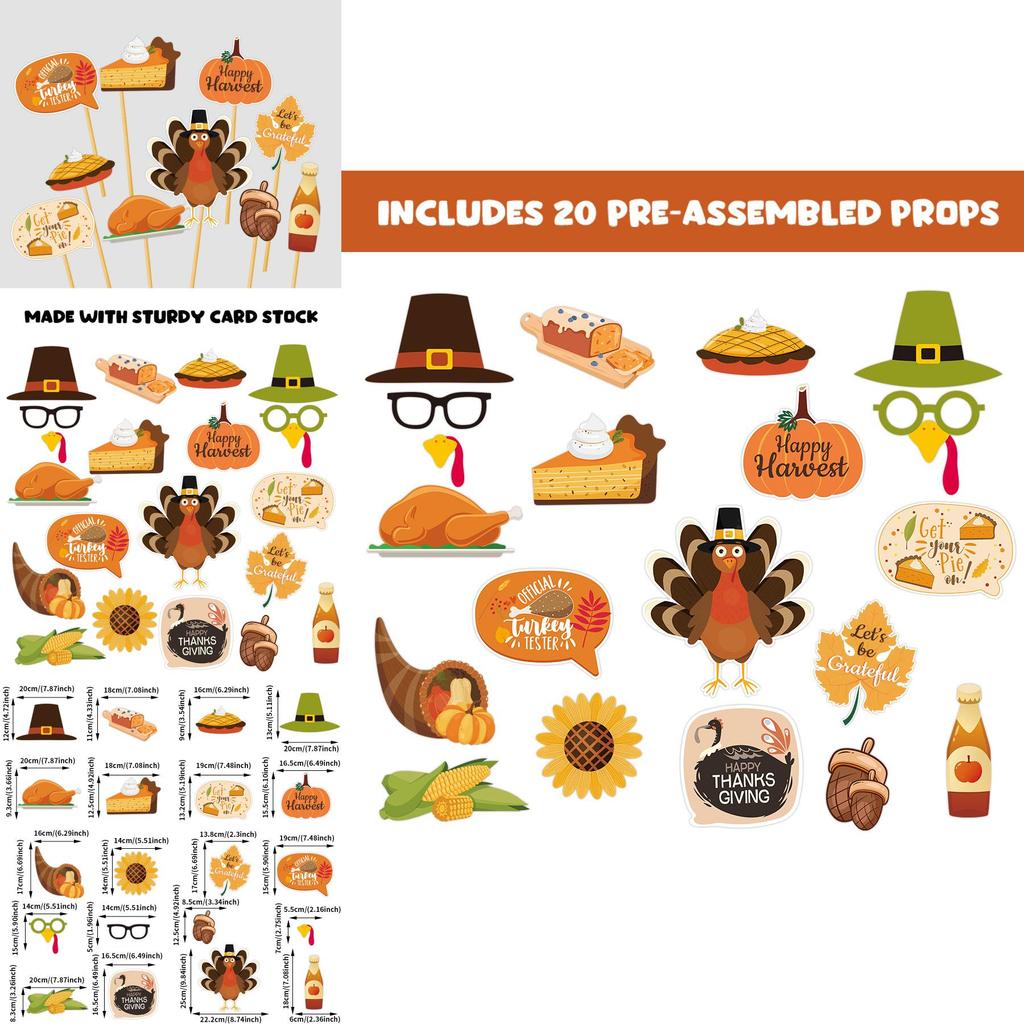 American Style Thanksgiving Day Decor Photo Booth Props For Holiday Party Fun