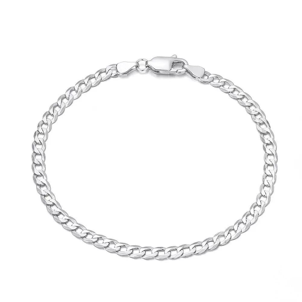 2026 European and American Fashion Simple Bracelet Electroplated 925 Silver Gold-plated Bracelet 4MM 4MM*20CM