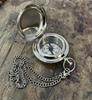 Engraved Brass Pocket Compass: Nautical Marine Navigation with Leather Case