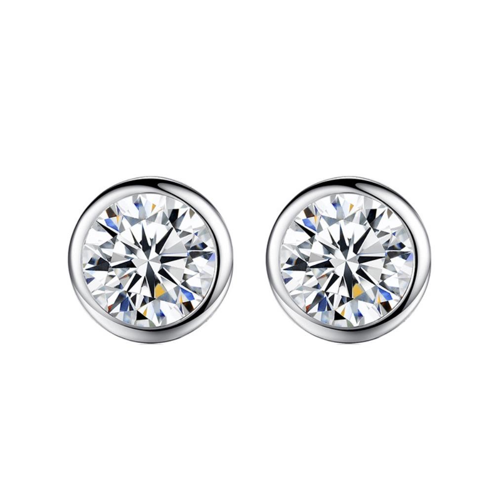 Luxury 18k Gold Plated Moissanite Stud Earrings Platinum White Gold Women Jewelry