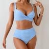 2 stk/sett Dam Bikini Sett Knyttet Design Brystputer Uten Stål Støtte BH Høy Midje Badedrakt Briefs Sett Strand Basseng Ferie Sexy Badedrakt
