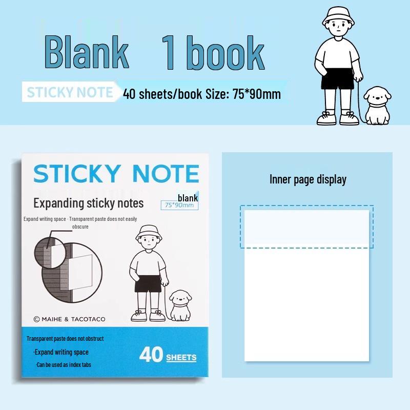 TacoTaco Foldable Tearable Sticky Notes for Students - Adhesive Grid & Blank Note Stickers No Specific Size