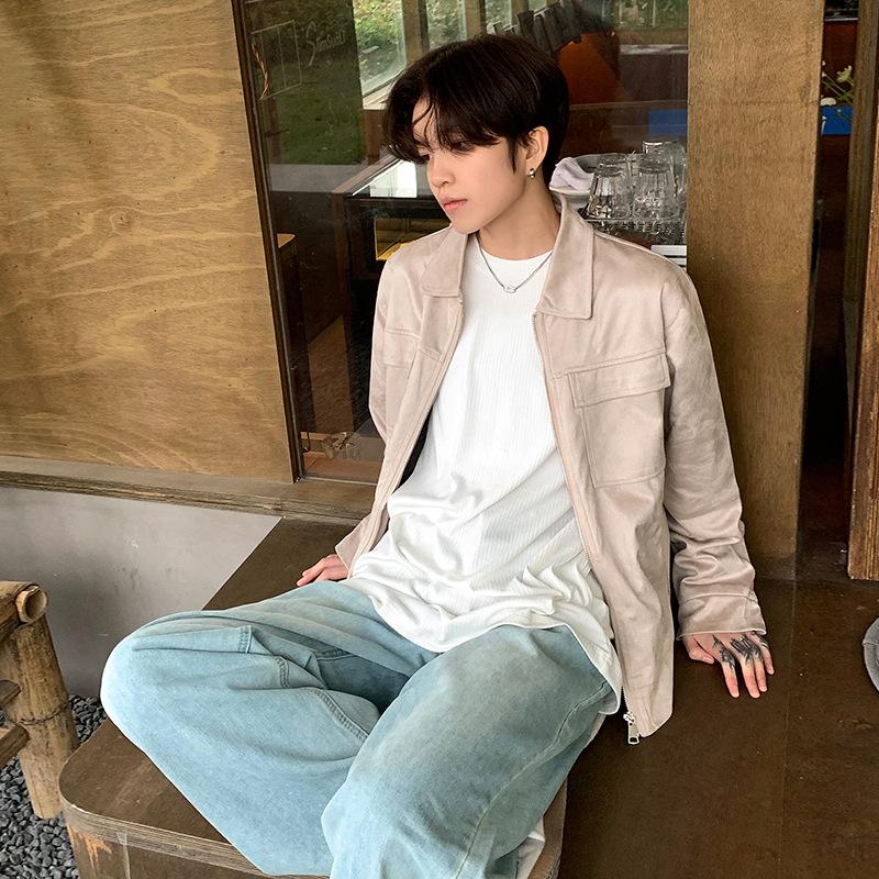 

Замшевая куртка мужская осенняя в корейском стиле свободная и универсальная повседневная с лацканами верхняя одежда для работы M