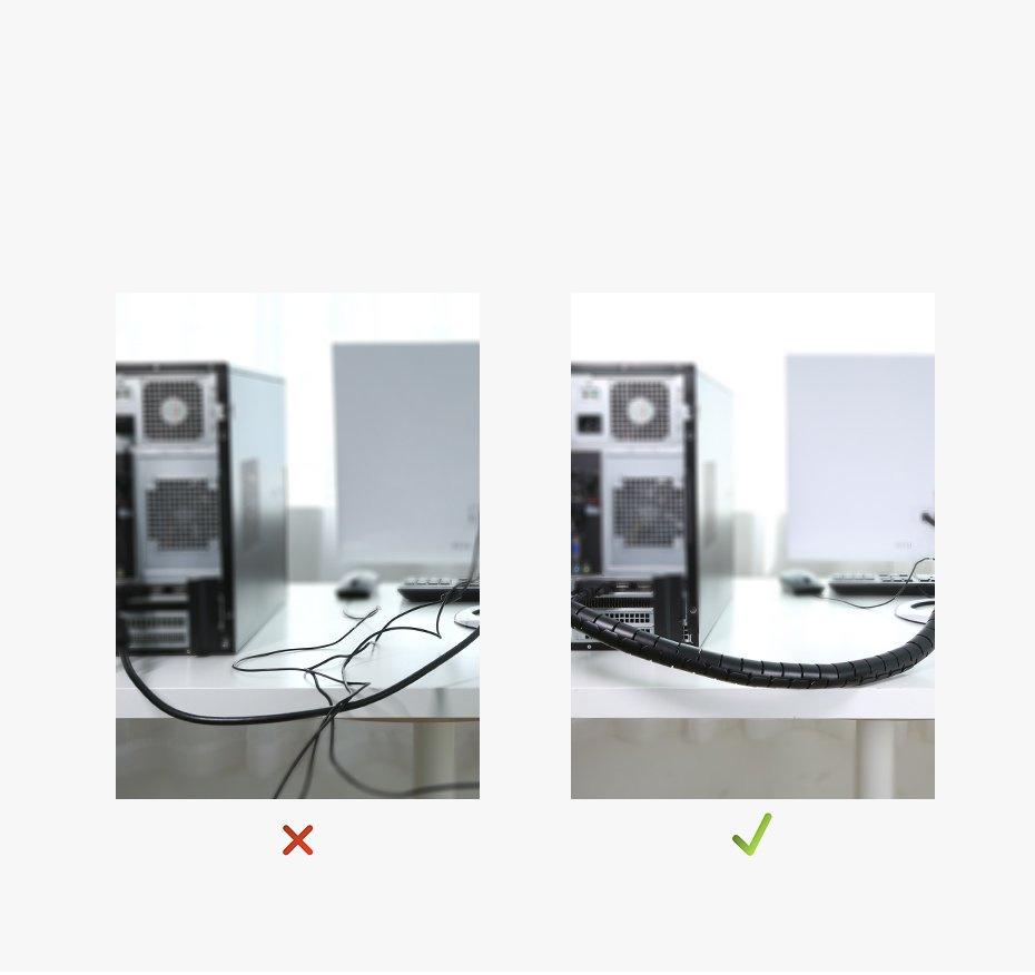 Ugreen 3-Meter Cable Organizer Sleeve - Flexible & Durable Black Cord Management Solution