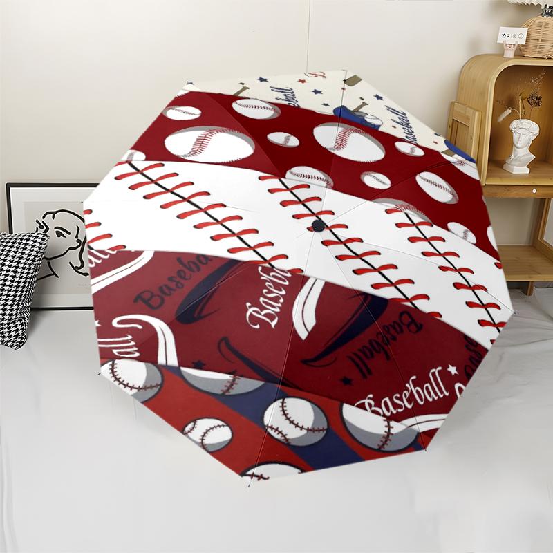 Baseball Theme Automatic Umbrella, Lightweight & Portable, 8 Rib, Perfect for Outdoor Travel, Birthdays, Christmas, Gifts.