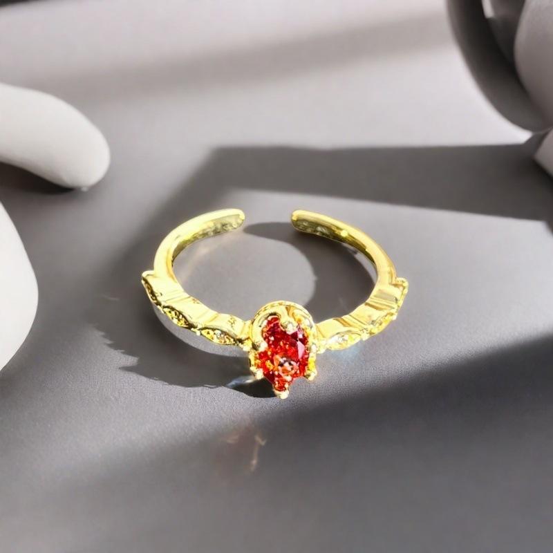 Yes, Touch The Blind Box Series, Colored Treasure Gypsy Open Ring, Wave Micro-Inlaid Zircon Light Luxury High-End Ring.