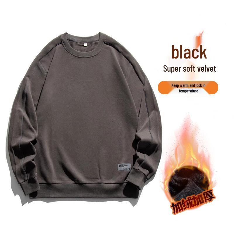 

Men s Retro Round Neck Heavyweight Long Sleeve Sweatshirt - Autumn 2025 Pure Cotton Base Layer 4XL suitable for 200-220 jin