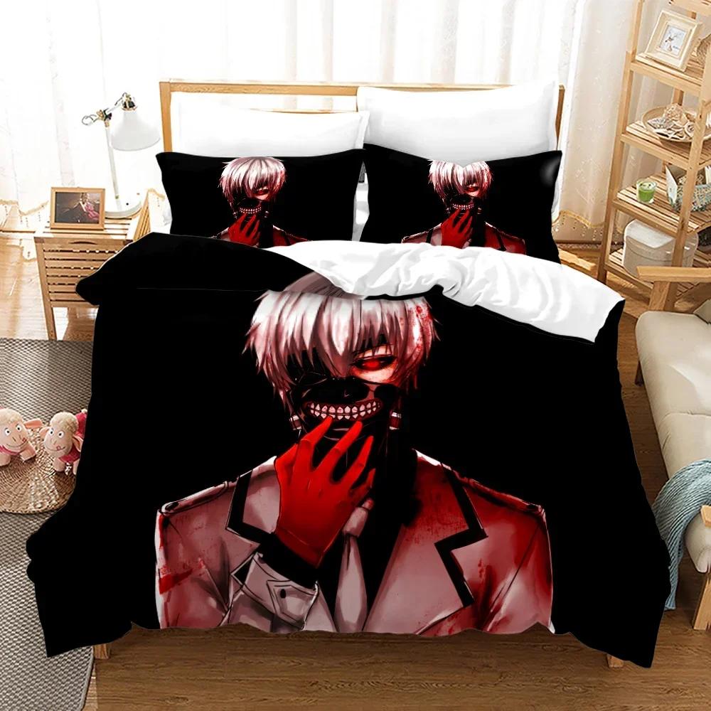 3D Printed Anime Tokyo Ghoul Comfortable Duvet Quilt Cover Pillowcase Bedding Set Children Bedroom Decoration Home Textile