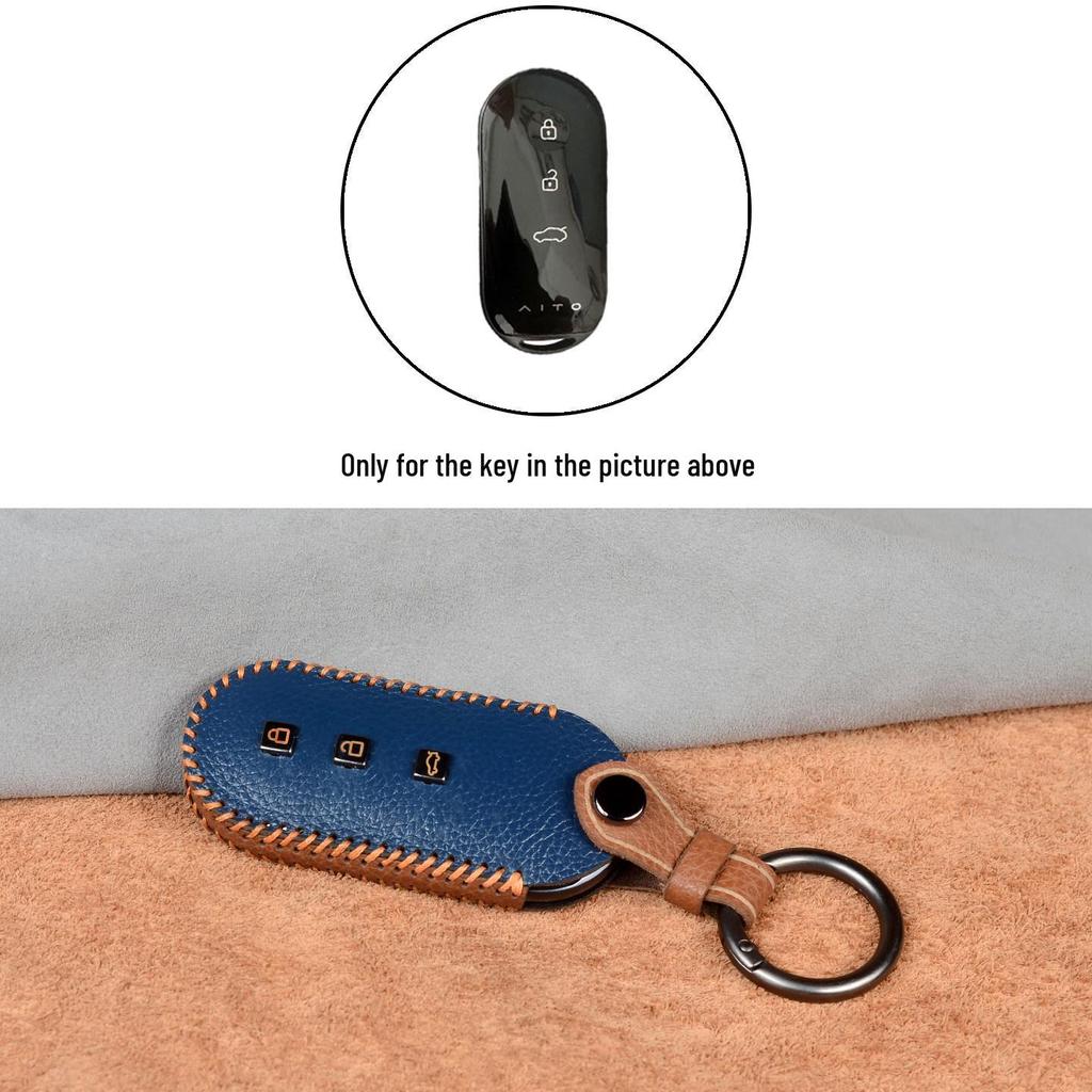 Genuine Cowhide Key Fob Holder for AITO M7/M5/M9 Ultra & Huawei AITO Models