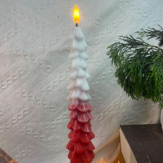 Remote Control Window Candles Green Christmas Tree Flameless LED Candle, 9.8" Battery Operated Taper Candles, Dorm Room Decorative Lighting