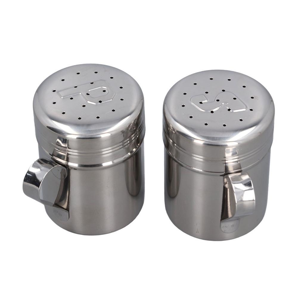 2PCS S Shape P Shape Seasoning Bottle Stainless Steel Spice Jars Salt Peppers Shakers  Barbecue