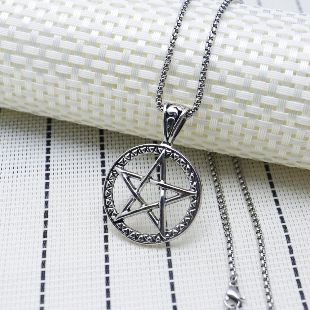 Trending Men's Alloy Hexagram Pentagram Pendant Sweater Chain - European American Style