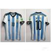 Camisa da Argentina Casa Messi 10 - Camisa de Futebol Clássica com Listras Azuis e Brancas