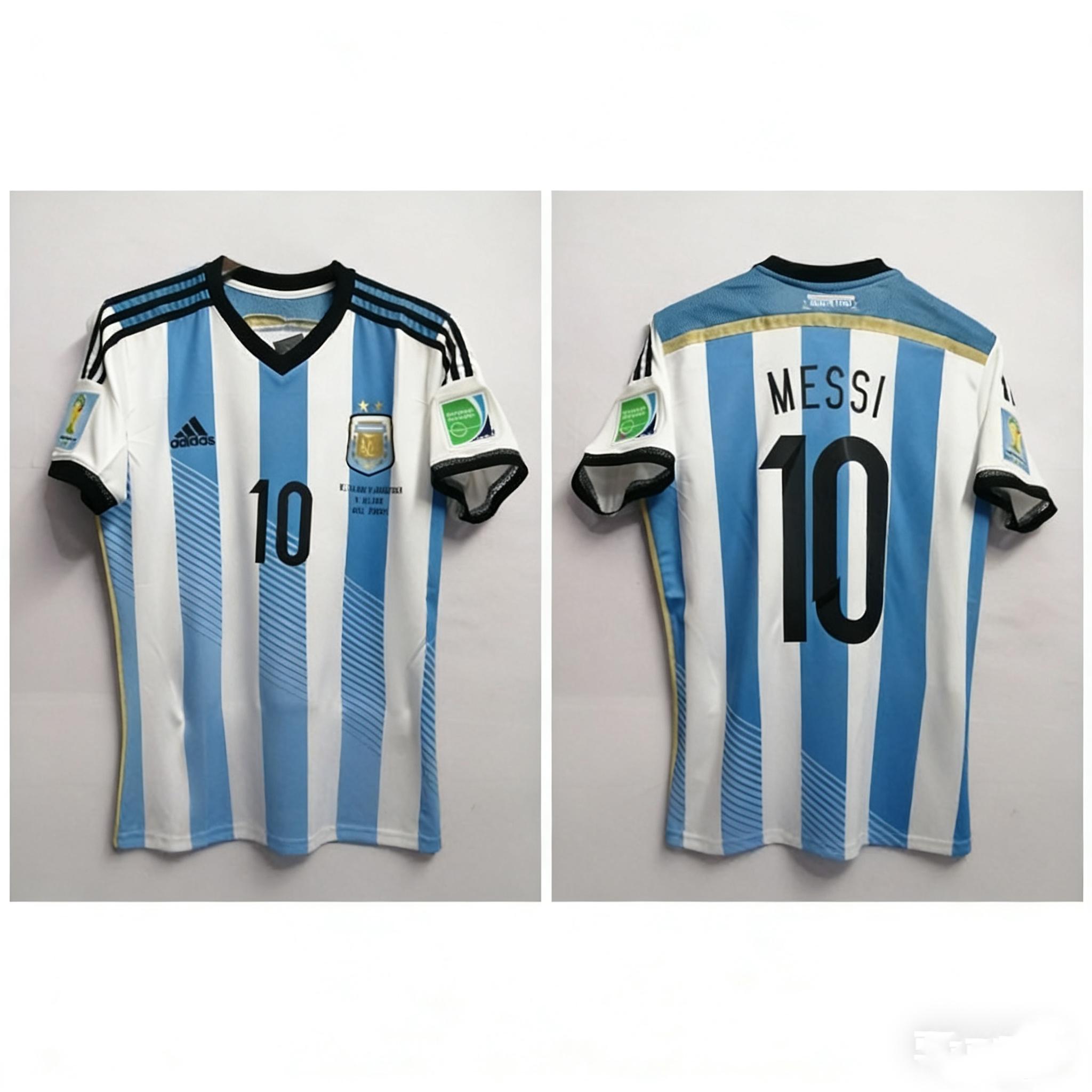 Argentina Home Jersey Messi 10 - Classic Blue White Stripe Football Shirt S