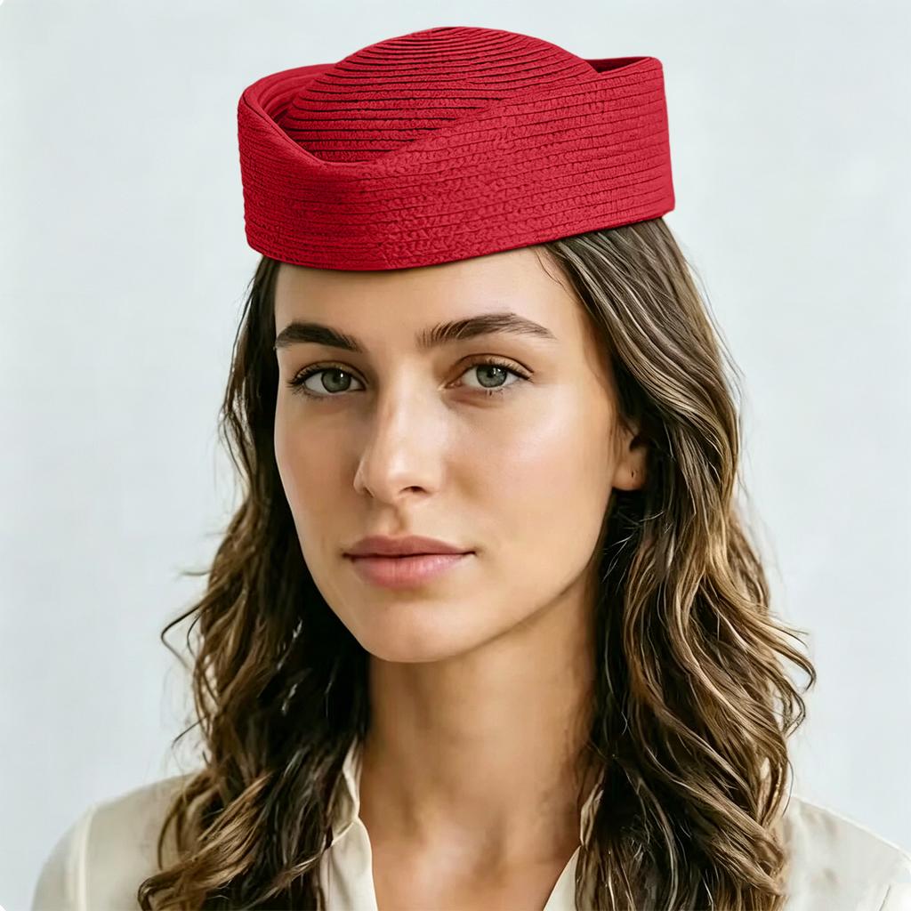 Womens Straw Beret Hat Artist Cap Sun Hat Air Hostess Style Headwear Round Crown Lightweight Breathable