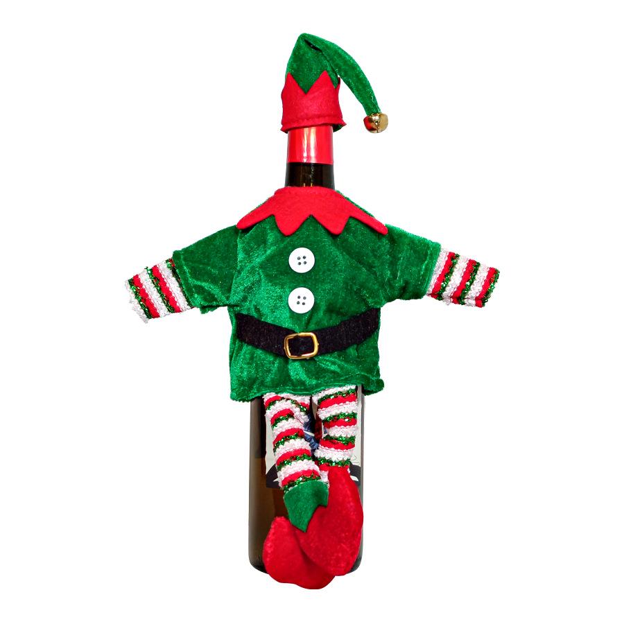 Elf Christmas Wine Bottle Cover - Non-Woven Table Decoration