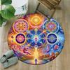 Spiritual Round Rug - Life Source Crystal Velvet Meditation Mat, Non-Slip Yoga & Home Decor
