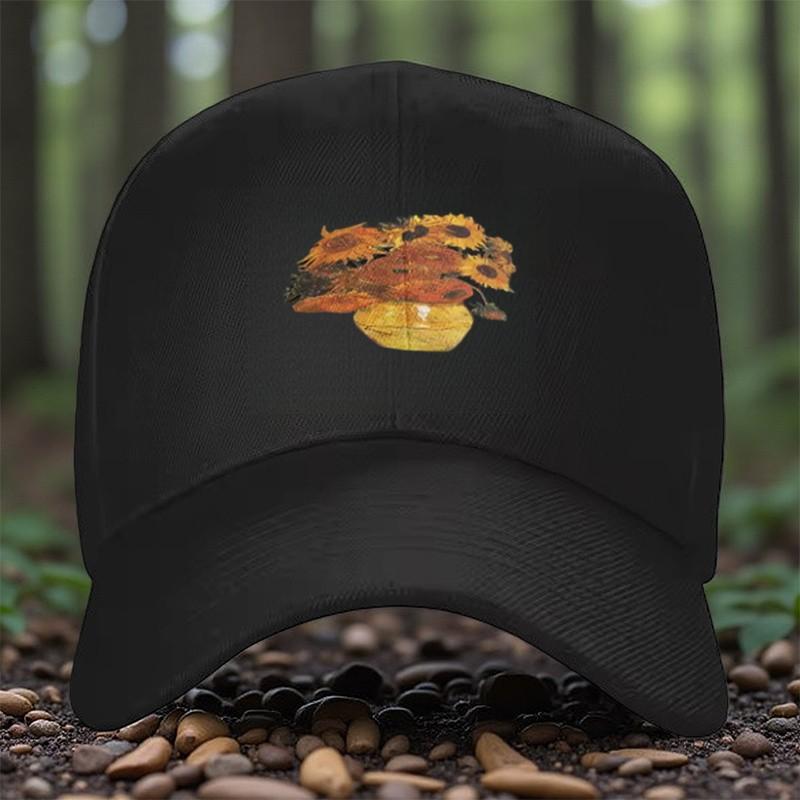 Sunflower Print Baseball Cap Unisex Adjustable Polyester Casual Outdoor Summer Hat