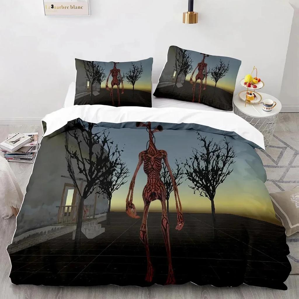 3D Print Siren Head Bedding Set Duvet Cover Sheet Printed Bed Set Pillowcase Bed Full Queen King Size Comforter Bedroom