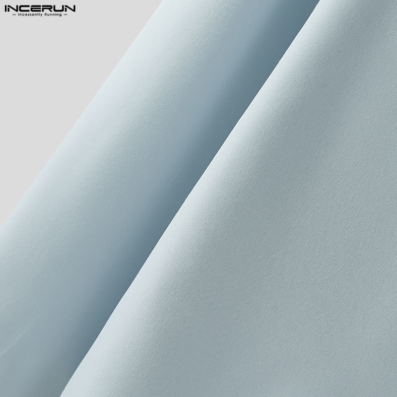 INCERUN Oversized Men Lapel Neck Long Sleeve Casual Loose Cropped Shirts