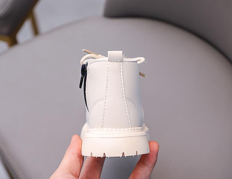 2025 Winter Kids' Fleece-Lined Leather Martin Boots: Warm Ankle Snow Boots for Boys & Girls