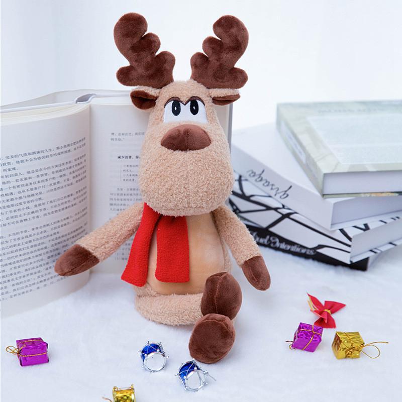 Christmas Reindeer Plush Toy With Pp Cotton Fill For Kids Holiday Decor Gift