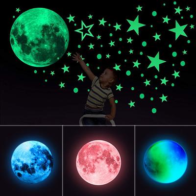 Luminous Moon Stars Wall Stickers for Kids Room Bedroom Decor Glow In the Dark Earth Wall Decals Noctilucent Stickers Home Decor