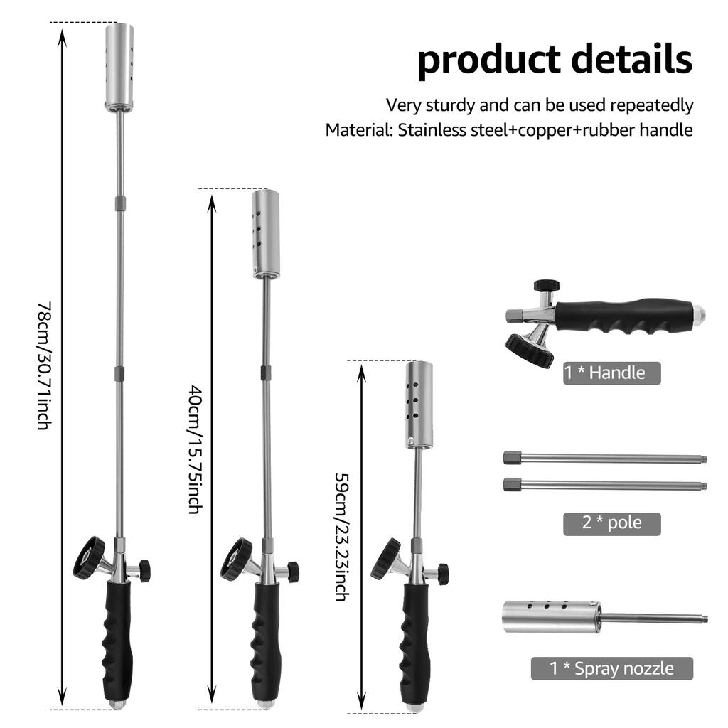 Outside Weed Torch Burner Removable Long Arm Blow Torch with Extension Poles Multifunctional Gases Torch Outdoor BBQ Utensils