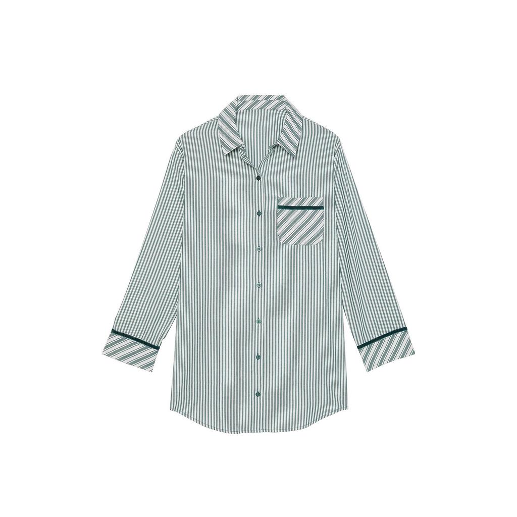 Women's Contrasting Color Striped Long Sleeve Loose Shirt Women's High-end Fashion Design Shirt Women